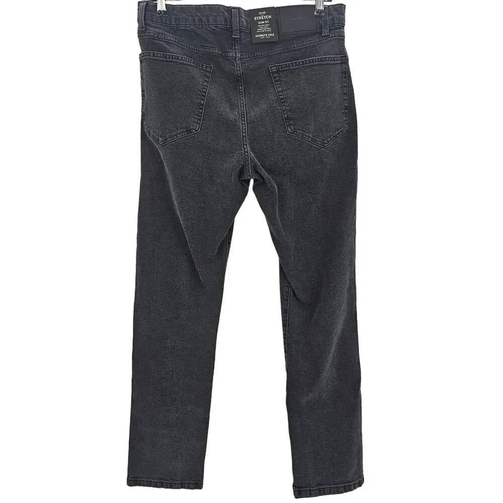 Kenneth Cole Mens size 32/30 Slim Fit Low Rise Stretch Denim Jeans Black NEW